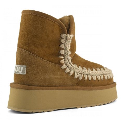 Platform Boot Suede Cognac
