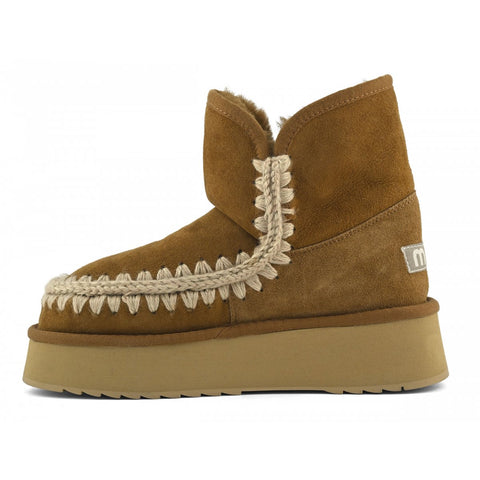 Platform Boot Suede Cognac