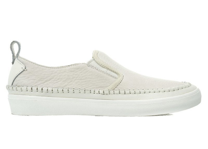 Eleganckie CLARKS Kessell Slip White Leather-261323097