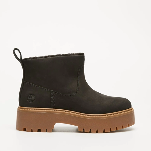 Timberland STONE STREET MID WARM LINED BOOT BLACK NUBUCK Botki damskie