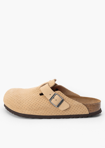 BIRKENSTOCK BOSTON LEVE DOTTED NEW BEIGE Klapki męskie